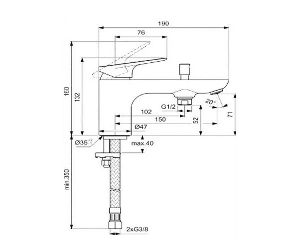 смеситель для ванны IDEAL STANDARD CERALIFE O